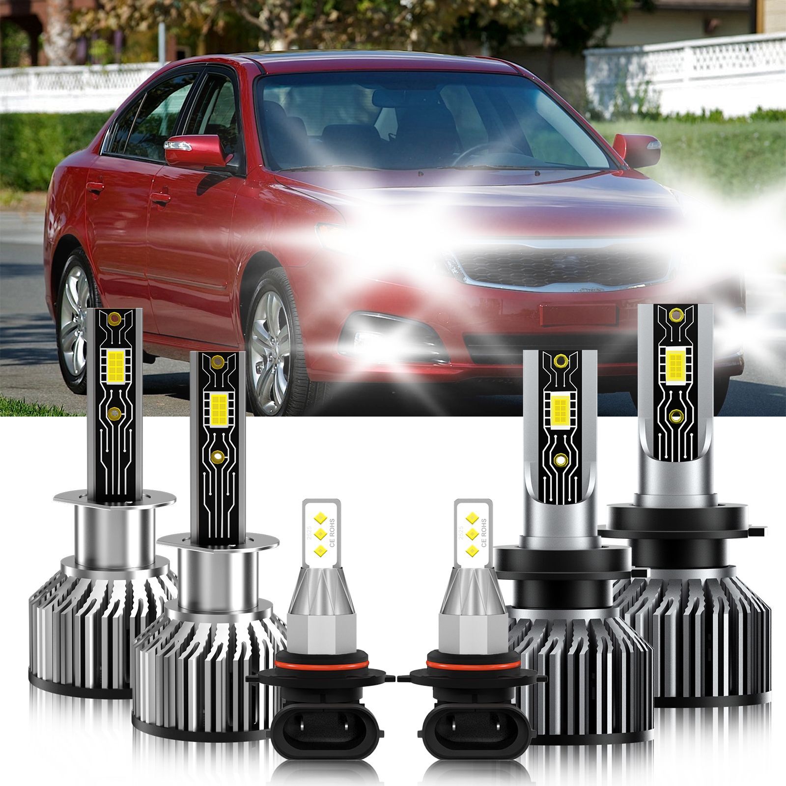 For Kia Magentis 2007-2007 LED Headlight High Lo Beam Fog Light Bulb 6500K White