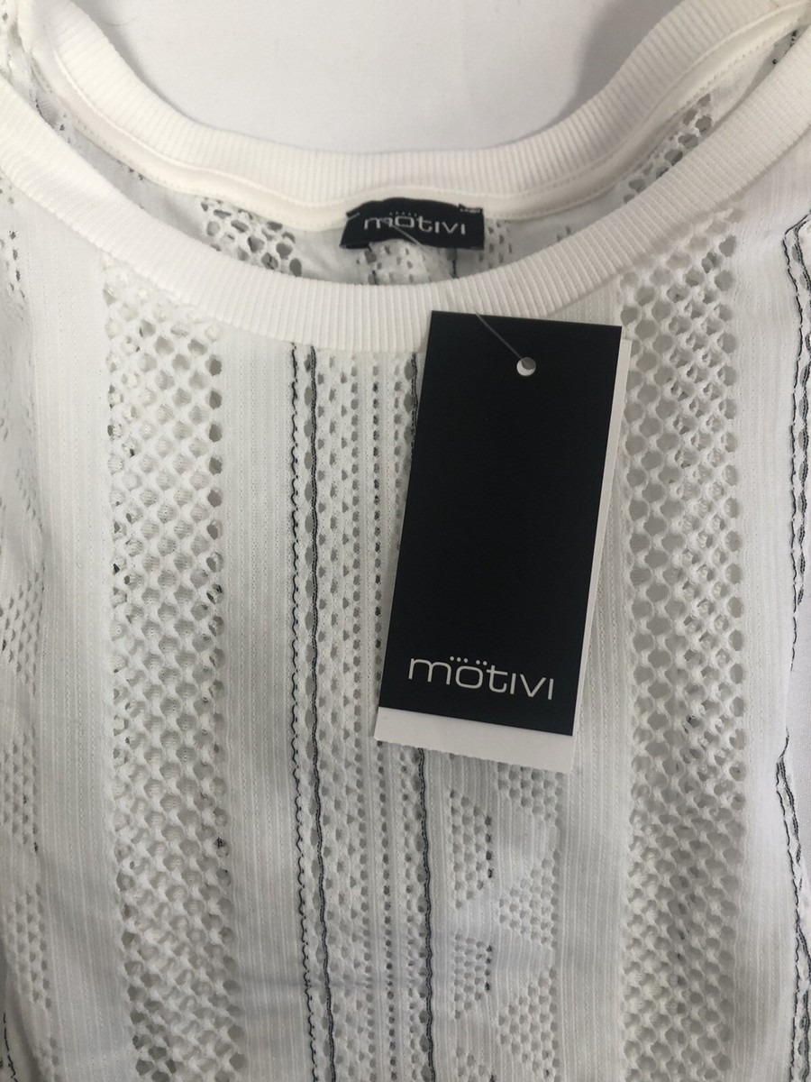 T-shirt Femme MOTIVI Blanc Taille S - Manches Trois-quarts Col Rond - Neuf