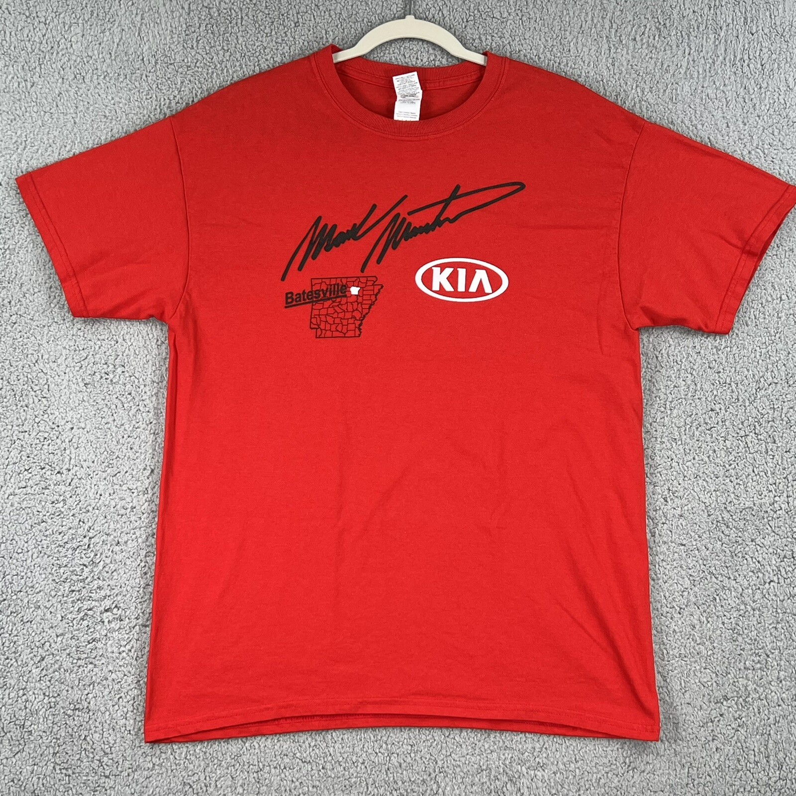 Mark Martin KIA Shirt Mens Large Red Auto Dealership Batesville Arkansas NASCAR