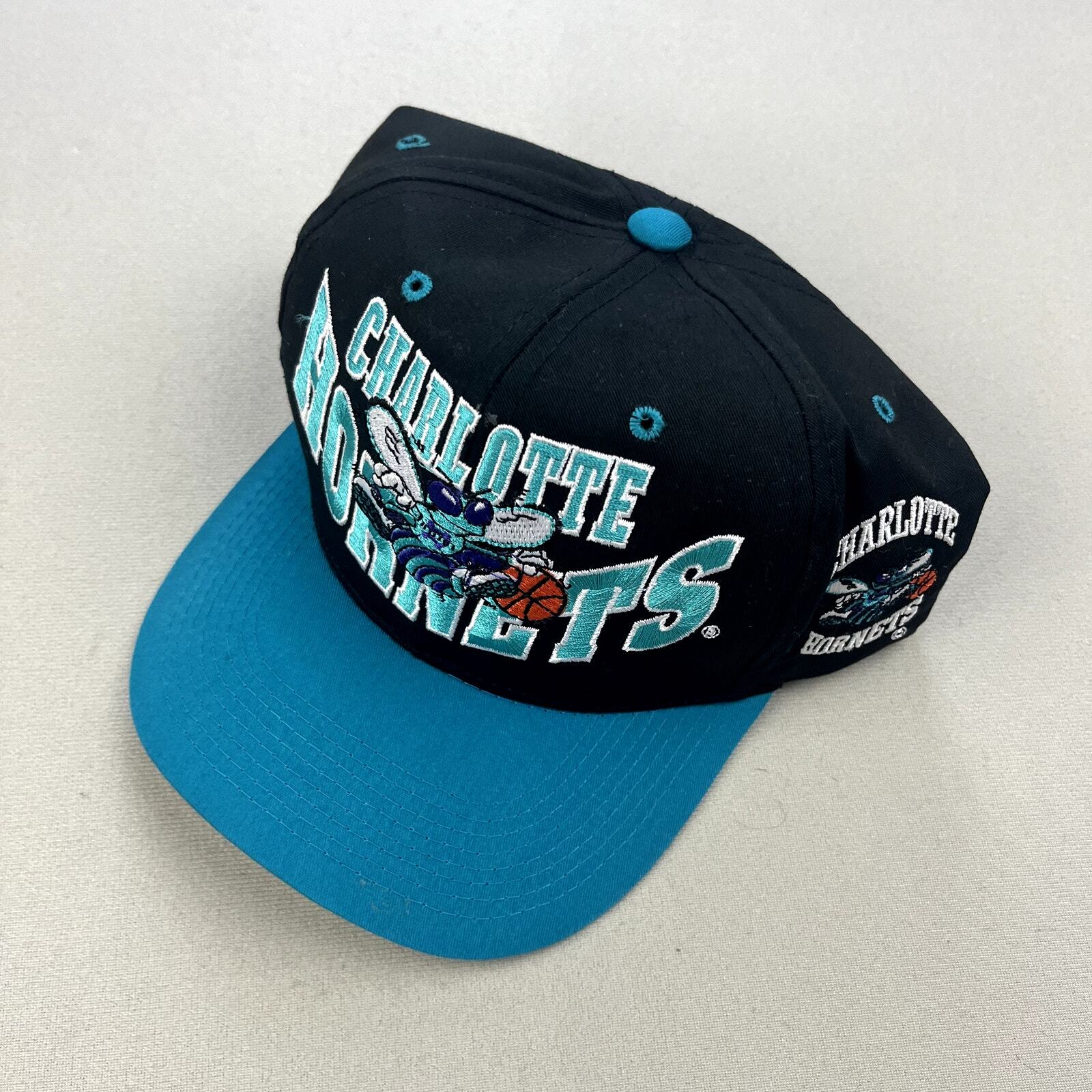 Vintage Charolette Hornets Snapback Hat Youth Black G-Cap NBA Basketball 90s