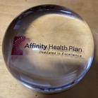 Dome Crystal Glass Half Ball Desktop Office Paperweight - 90MM - w/Affinity logo — photo 1