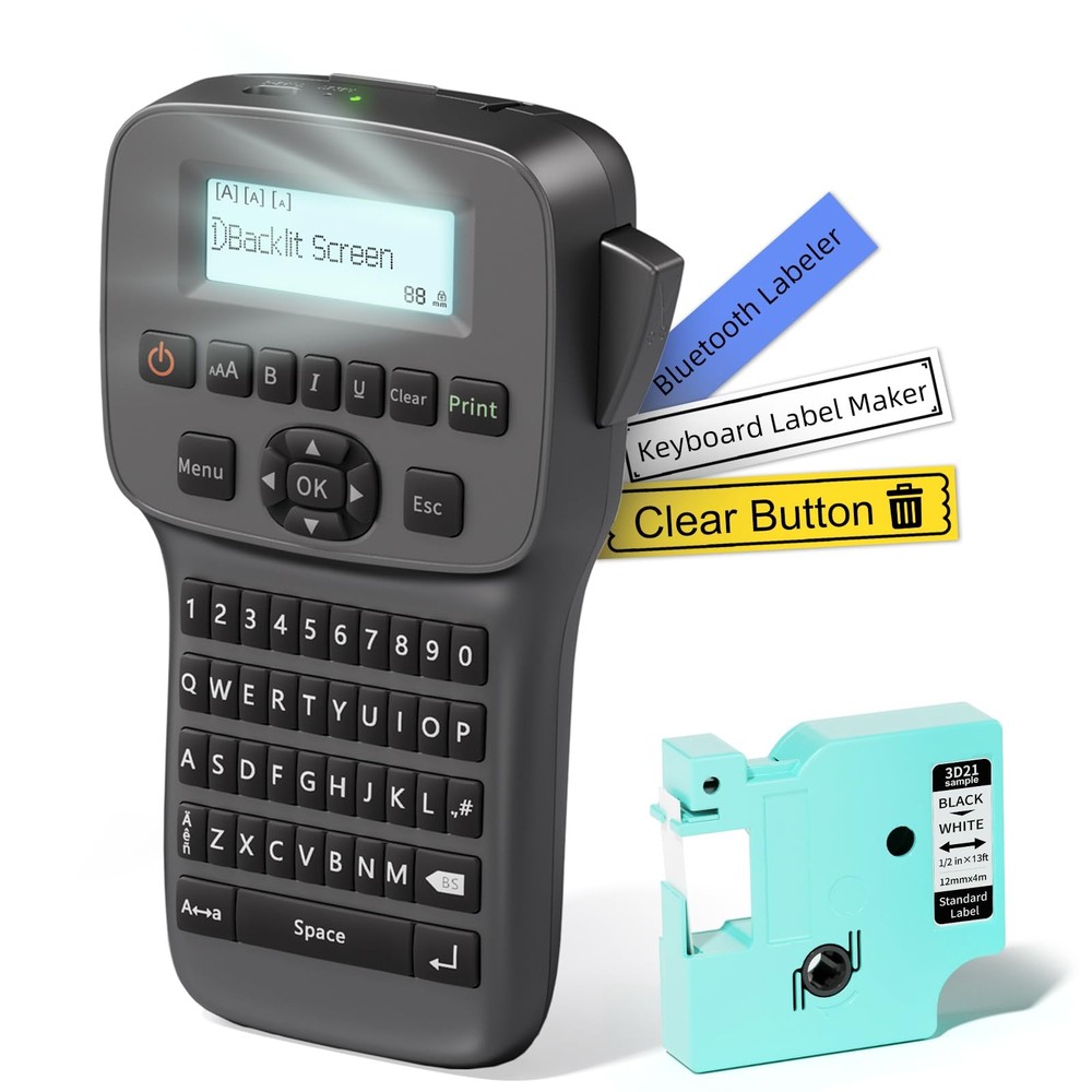 Portable Rechargeable Waterproof Label Maker Machine with Tapes for Home & Office