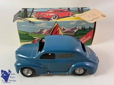 JOUET ANCIEN CIJ 5/49 RENAULT 4CV POSTES BLEUE MECANIQUE 18CM VERS 1950