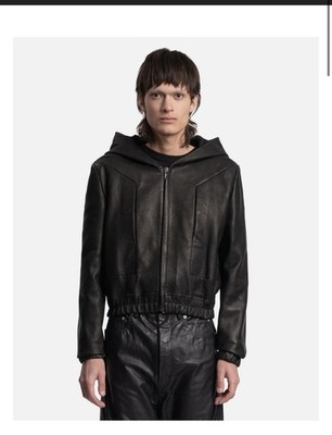 ジャケット・アウター Rick Owens EDFU Jacket F/W 23 IT48 NEW RICK OWENS MAINLINE LEATHER EDFU HOODED JACKET ARCHIVE SIZE 52