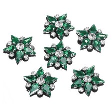 Handmade Star Beaded Patches, 6Pcs Crystal Rhinestone Appliques, Emerald Green
