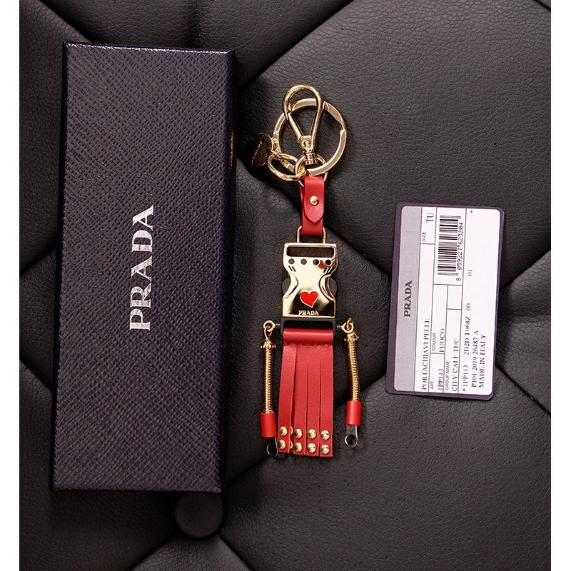 NEW $650 PRADA Red Leather & Metal ROBOT Buckle Clip Bag FOB KEY