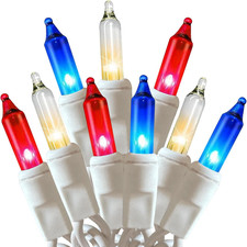 Red White Blue 4Th of July Patriotic Decorations Lights 100 Count Mini String Li