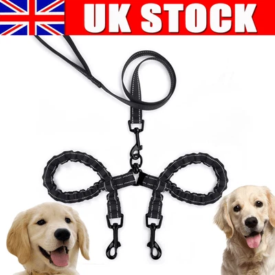 2 Way Dog Pet Coupler Double Dual Nylon Walking Leash No Tangle Lead UK