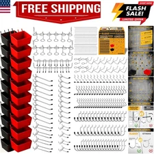 297 Piece Pegboard Hooks Kit, Peg Board Organizer Accessories with Bins for O...