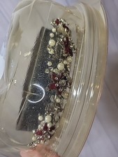 David  s Bridal Rhodium Pearl Crown Crown Red Stones Wedding Prom Pageant