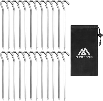 Flintronic Zeltheringe, Heavy-Duty 23Cm Zelt Heringe, 24PCS Metall Zelthaken Alu