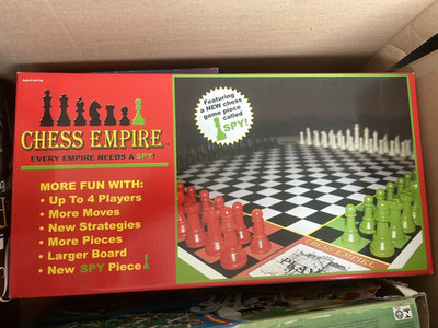 Pressman Chess Empire 4 Player Chess Set w/ Spy Piece, Plastic Green/Red