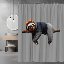 Sloth Shower Curtain Graphic Animal Print Gray