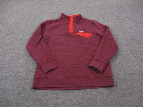 Patagonia Jacket Womens M Purple Quilted Snap T Sweater Cotton Jumper Logo 25281