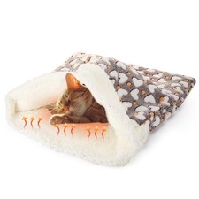 Self Heating Cat Sleeping Bag Indoor Self Warming Cat Bed Cave Heated Gray Cute