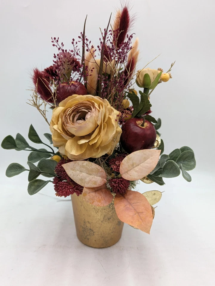 Arreglo de otoño Rose Sedum manzana hierbas beige burdeos - Imagen 2 de 4