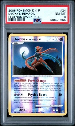 Deoxys Attack Forme 2008 Legends Awakened #24/146 Pokemon Reverse Holo PSA 8