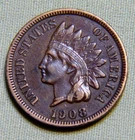1908 Indian Head Penny US Cent - AU Full Liberty Beauty With 4 Diamonds Lot 1357