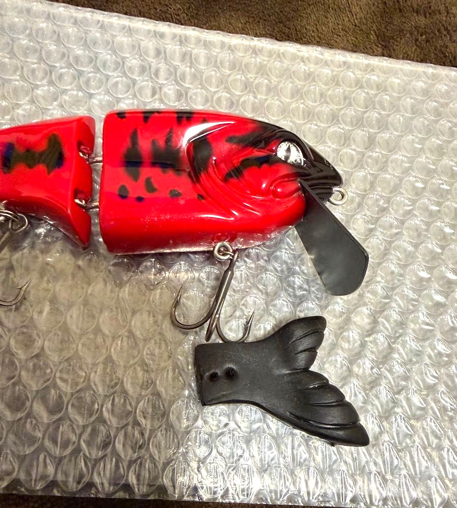 Bass Rock Nihill Bass Lure Black Red Color Used Handmade 15cm Swimbait - Image 10