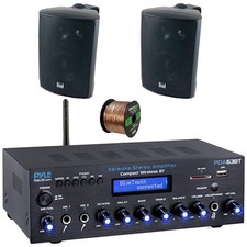 Pyle PDA63BT Bluetooth Home Amplifier Receiver, 2x 4" 200W Max 3-Way Speakers