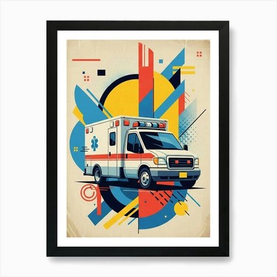 Ambulance Vector Illustration Art P Framed Wall Art Poster Canvas Print Picture