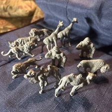 Eleven (11) VTG Grey Plastic Wild Animals -Sugar Pop Cereal Figures
