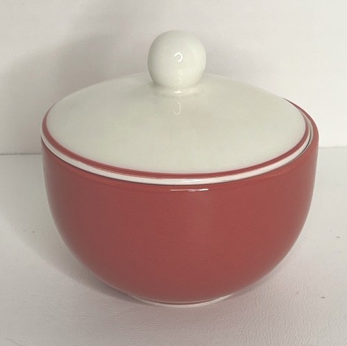 Pagnossin Treviso Rouge Sugar Bowl & Lid 3.5" Made In Italy Ironstone Rust Ivory
