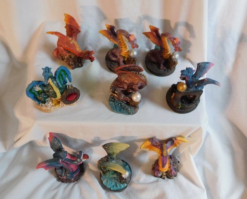 9 Colorful 3.5" Dragon Figures Dollarama B's Collectibles Treasure Crystal Balls - Picture 2 of 46