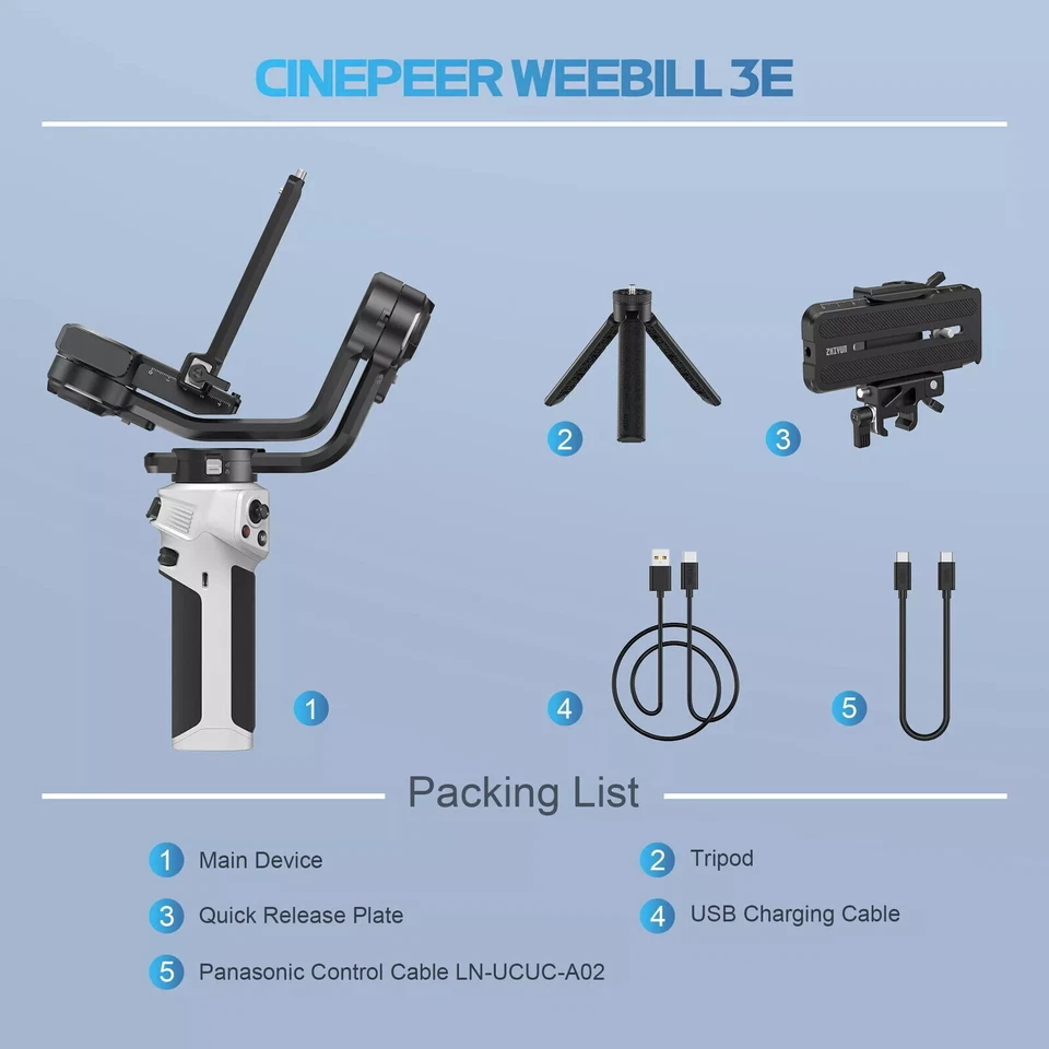 ZHIYUN Weebill 3E 3-Axis Kamera-Gimbal-Stabilisator für Sony Canon Nikon Kamera - Bild 3 von 4