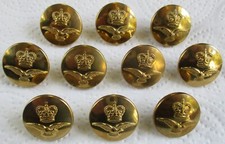 10x RAF:"ROYAL AIR FORCE OFFICER'S BRASS BUTTONS" (Large, 23mm, 1950's, Gaunt)
