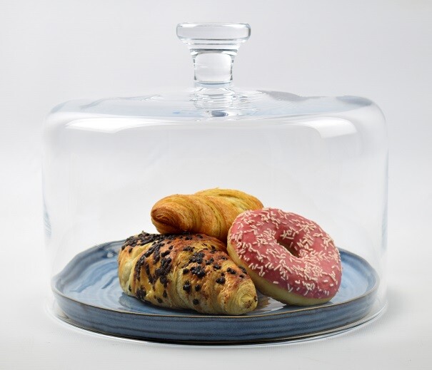 Clear Glass Display Dome With Knob Handle H:21.5 cm x 26.5 cm