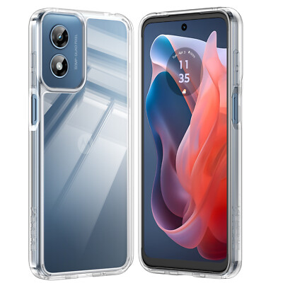 For Motorola Moto G Play 2024 Clear Case Phone Cover Shockproof+ Tempered Glass