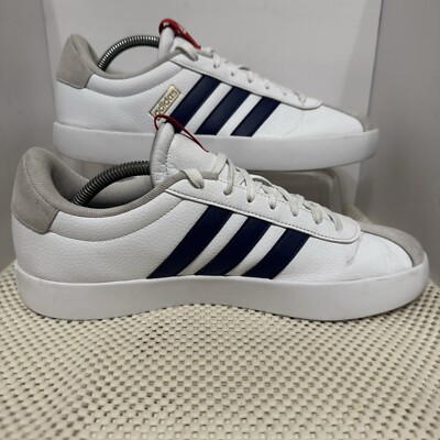 adidas original VL Court Shoes Mens White Suede Grand size 10