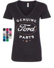 Genuine Ford Parts Women's V-Neck T-Shirt Distressed Ford Logo