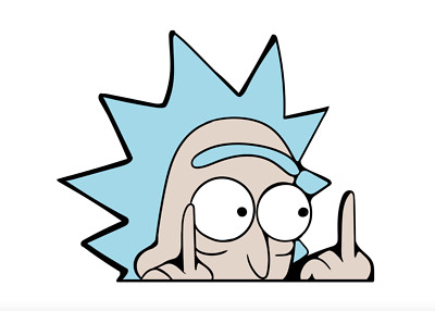 Car Magnet - Parody Rick and Morty Middle Finger - MAGNET