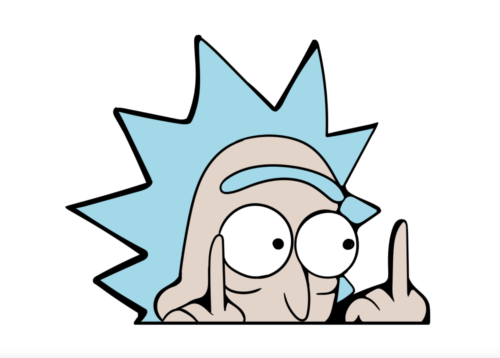 Car Magnet - Parody Rick and Morty Middle Finger - MAGNET - Picture 1 of 1