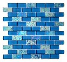 Azure Blue Glass Pool Tile Iridescent Pool Bathroom Mosaic