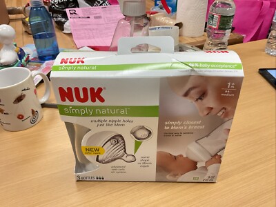 NUK Simply Natural Baby Bottles 3 Count 5oz, 0+ Month, NEW , BPA FREE