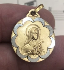 Vintage French St. Therese of Lisieux Religious Medal c1960