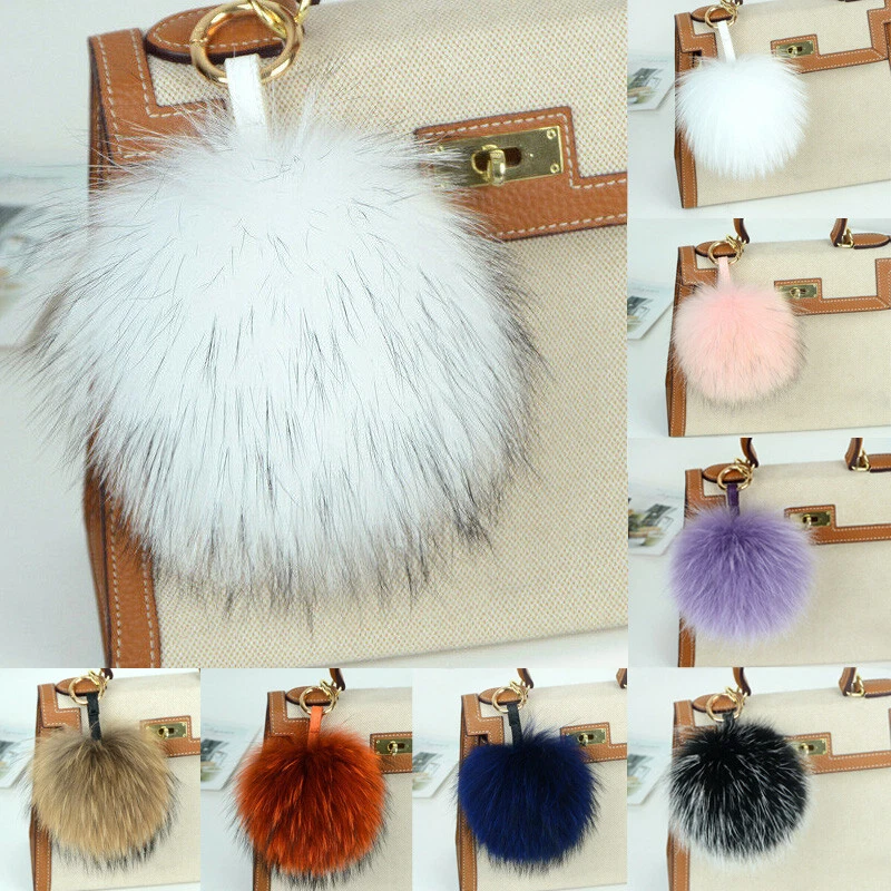Portachiavi Con Pon Pon Per Donna &ndash; Ciondolo Da Borsa In Simil-lana, Nuovo Con Etichette