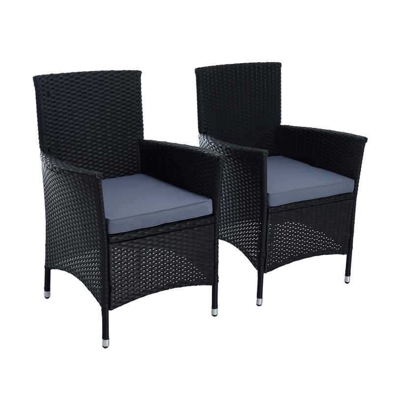 Rattan Gartensessel Polyrattan Stuhl Gartenstuhl 2er Set Garten Sessel Schwarz