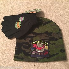TMNT Teenage MUTANT Ninja TURTLES movie Leo BOYS New Beanie HAT Cap Gloves LEO
