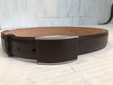 BURBERRY Brown Leather/Brushed Nickle Belt, Waist Size 25.5”-28.5”~XS, $550, NWT
