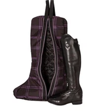 Chestnut Bay Quilted Lined Boot Bag - Black Plaid