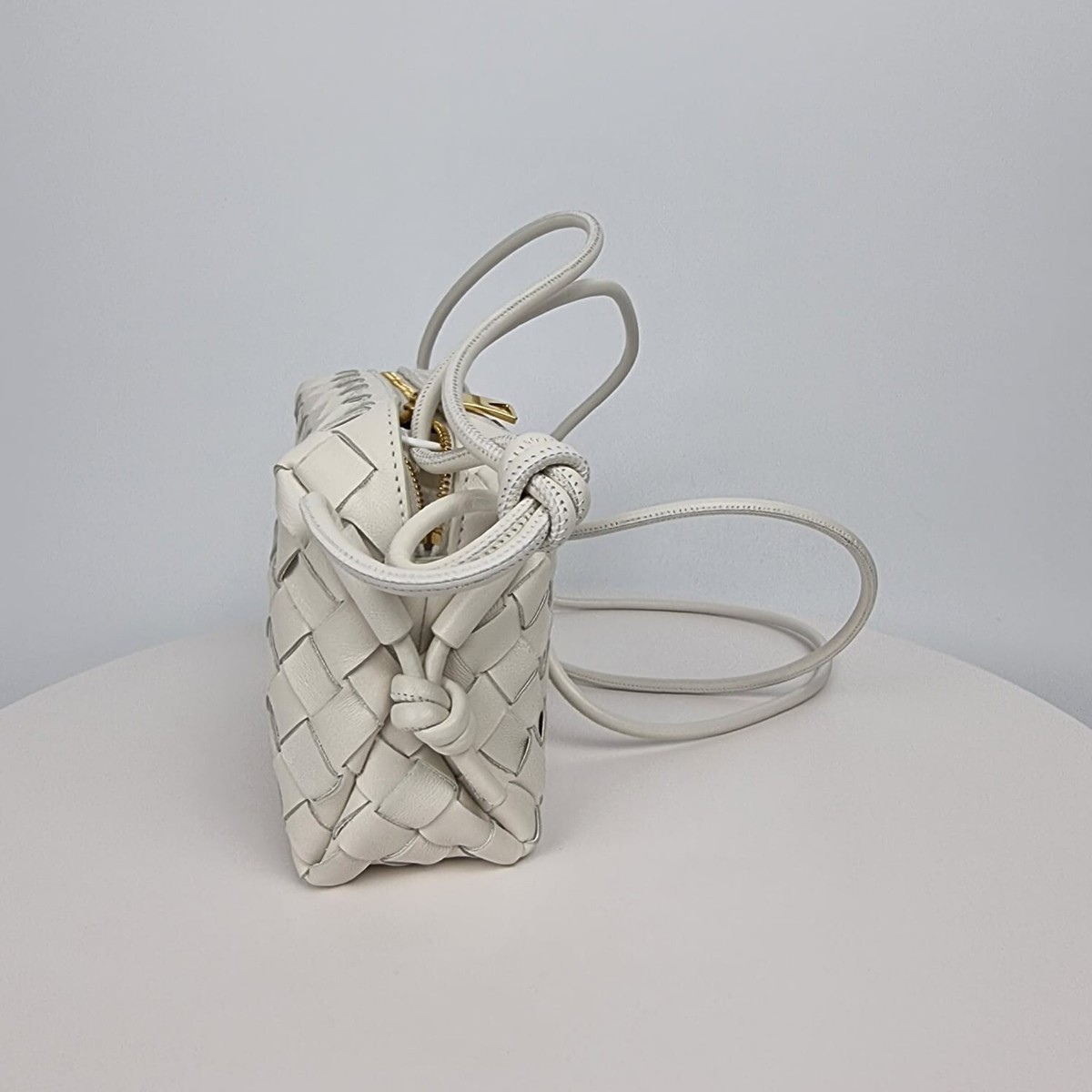 BOTTEGA VENETA Mini Loop $2300 White Leather Crossbody Bag