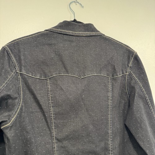 Christine Alexander Swavorski Denim Jacket Crystal Embellish Polka Dot L Western - Picture 21 of 23