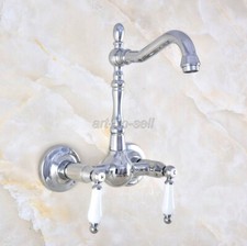 Chrome Brass Bathroom Basin Vessel Faucet Kitchen Sink Mixer Tap Wall Mounted