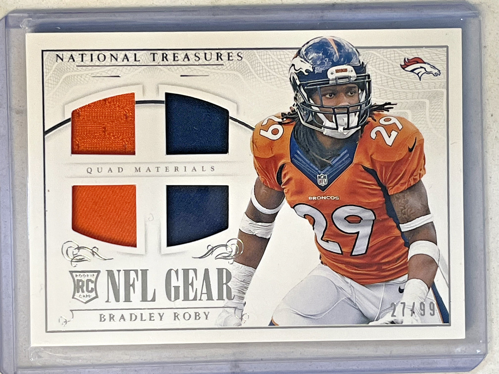 Bradley Roby Panini National Treasures Rookie NFL Gear Quad Materials #BR Base
