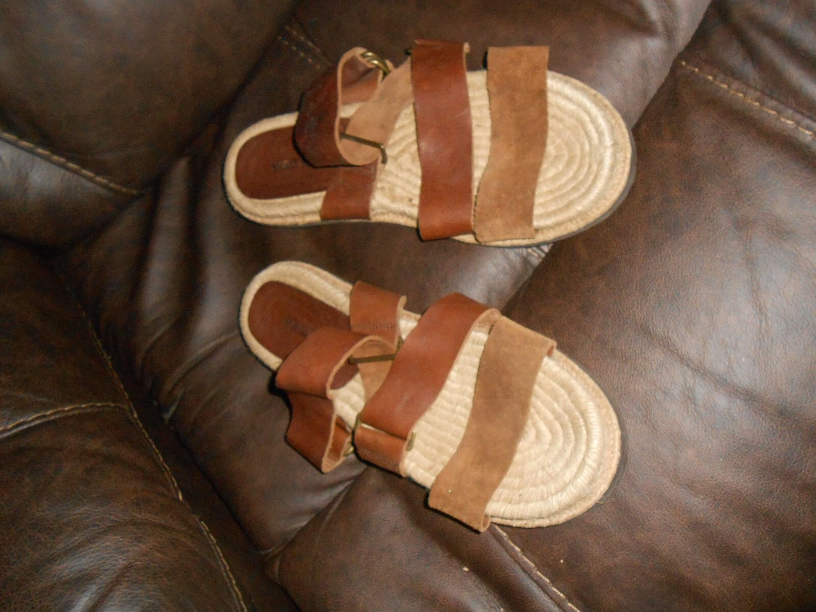 MBT Michael Bastian scarpe uomo cinturino pelle sandali pelle marrone taglia 9