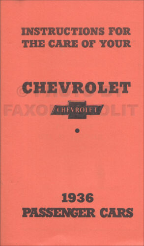 1936 Chevy Owners Manuell Auto Und Limousine Lieferung User Instruction Buch - Picture 1 of 1